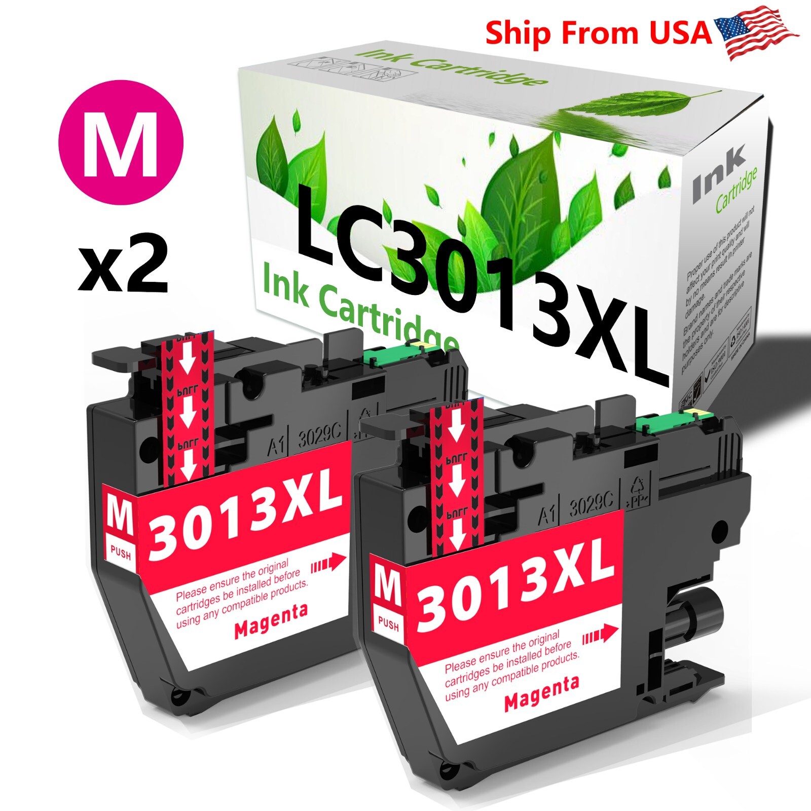2PK replace for Brother LC3013 Ink Cartridge Magenta for MFCJ690DW J895DW J497DW