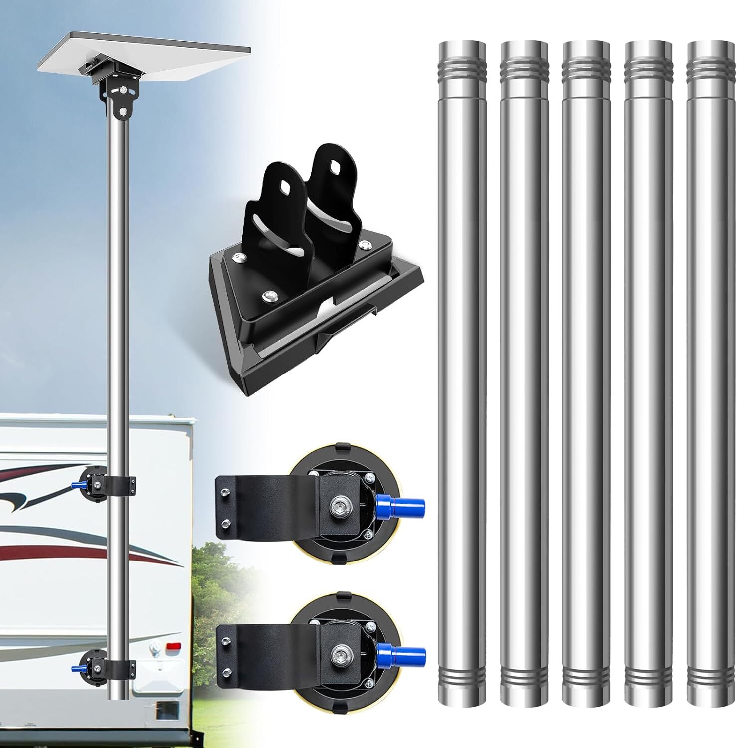 Starlink Mini Pole Mount, 8 Ft Starlink Mimi Mounting Kit with 4.5" Suction Feet