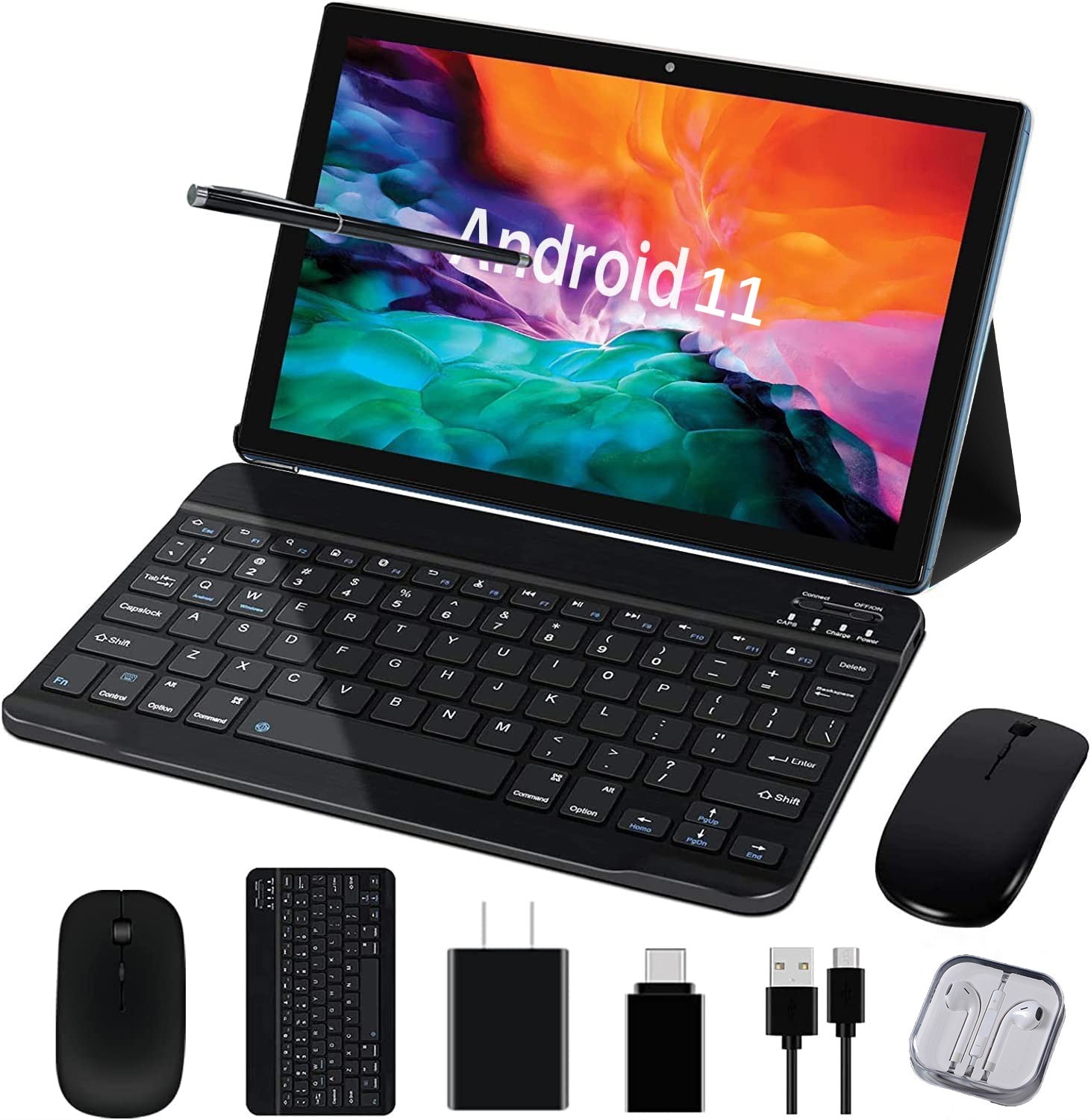 Tablet 10 in Android 11 Deca core 4G Computer PC Wifi Bundle Keyboard Case 256GB