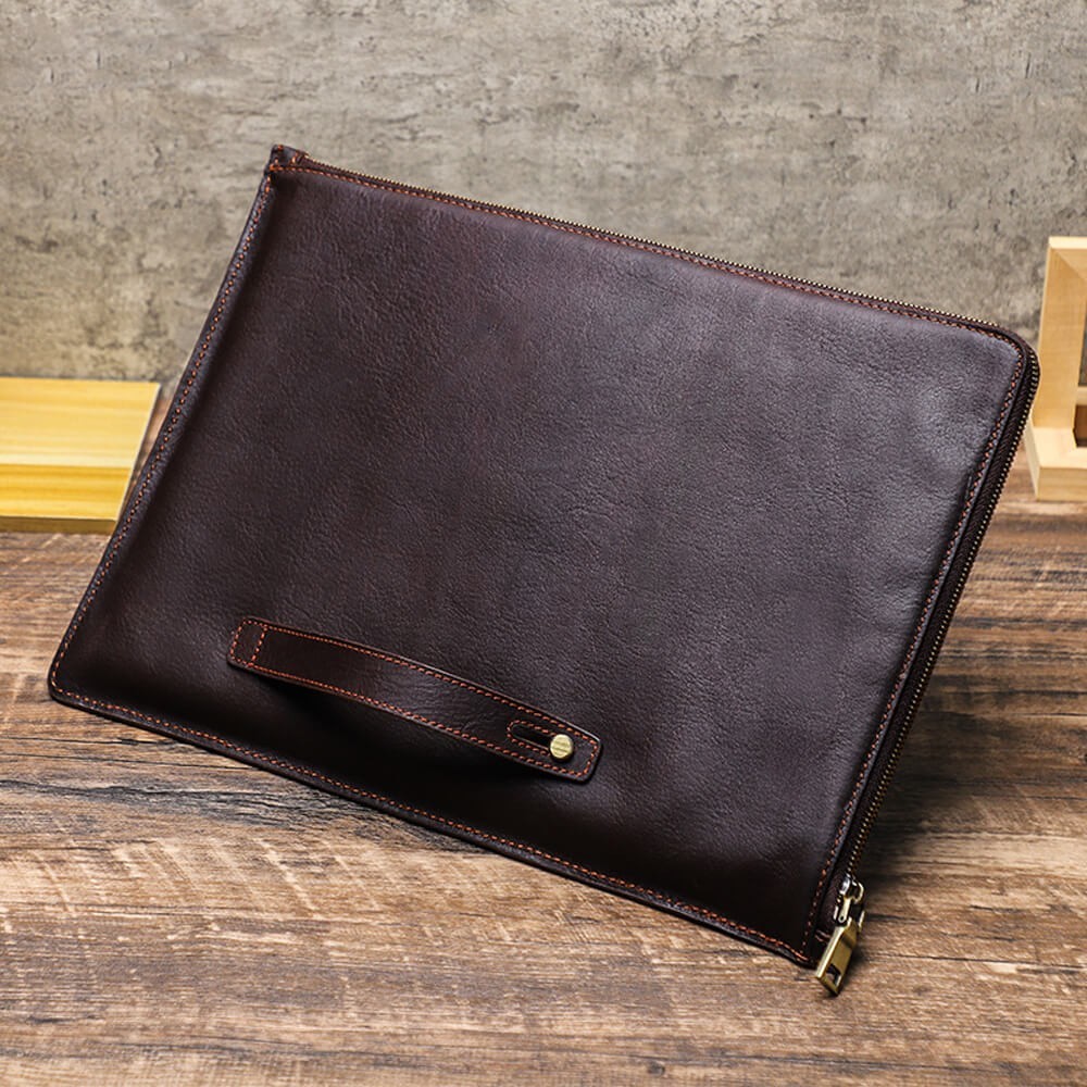 Genuine Leather Laptop Zip Sleeve for 13.3" 14.2" 15.6" 16.2" MacBook Pro Air
