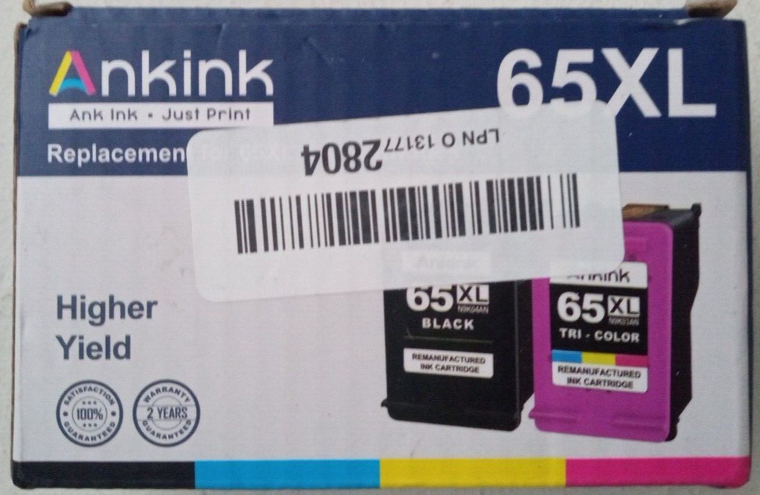 65XL Replacement Cartridges Higher Yield Ankink, Brand NEW, 05-2025 Two Pack