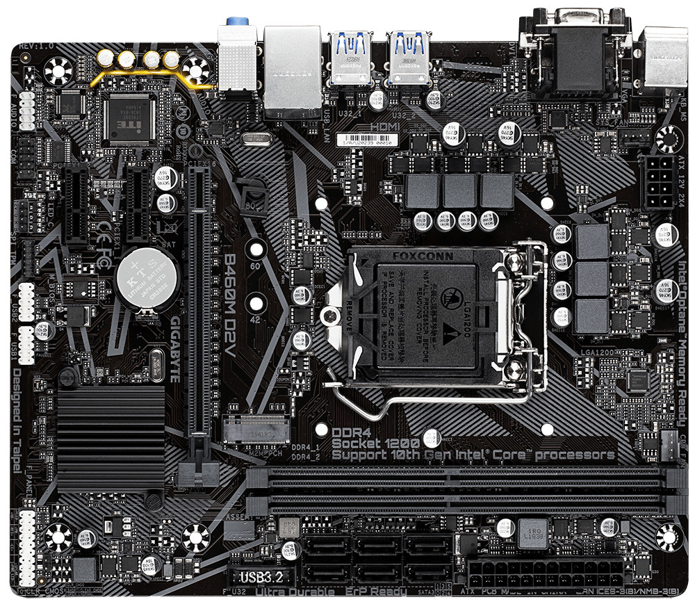 Gigabyte GA-B460M-D2V Motherboard 1200 Supports 10th Gen Intel DDR4 M.2 USB 3.2