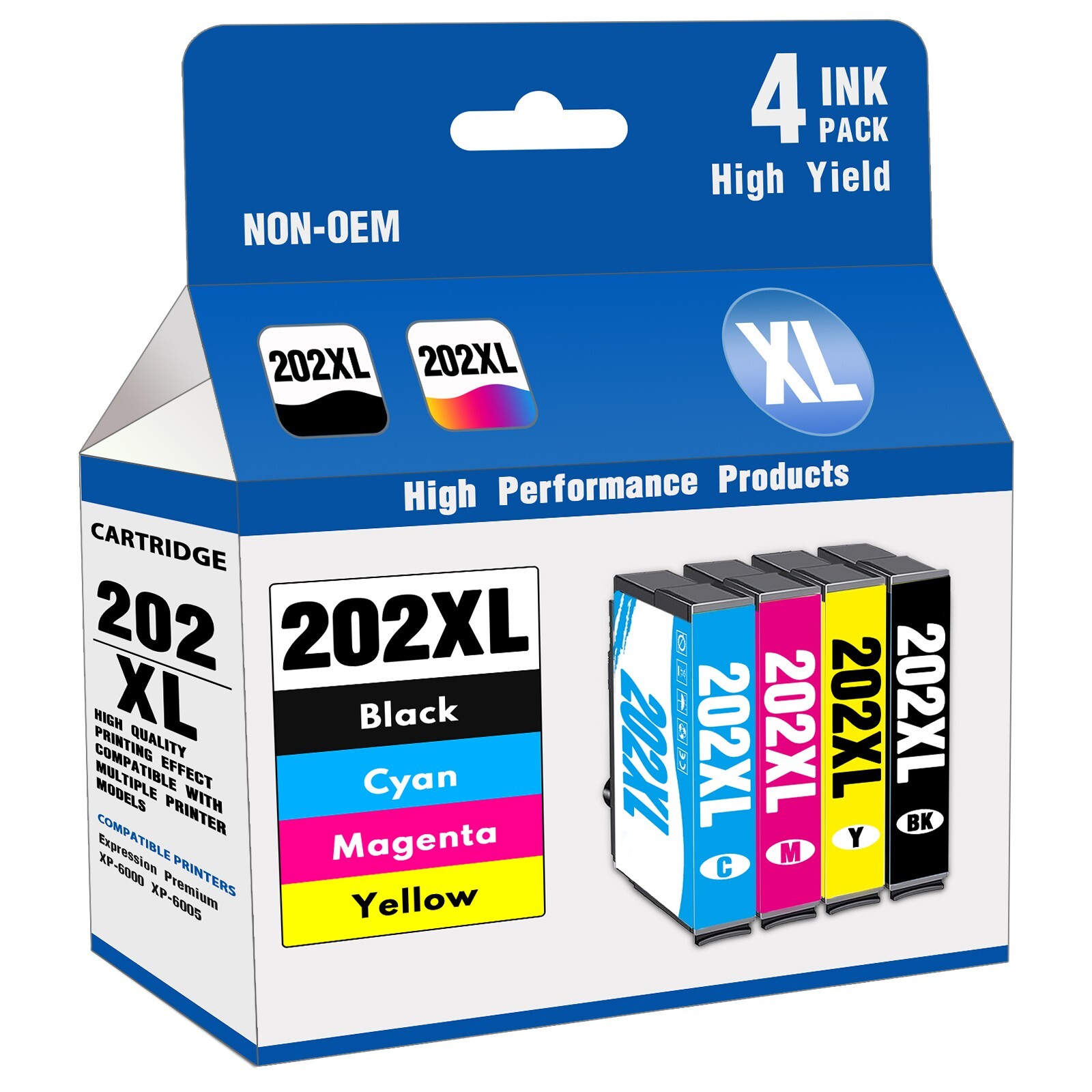 4pk 202XL Ink Cartridges for Epson Workforce WF-2860 XP-5100 Printers