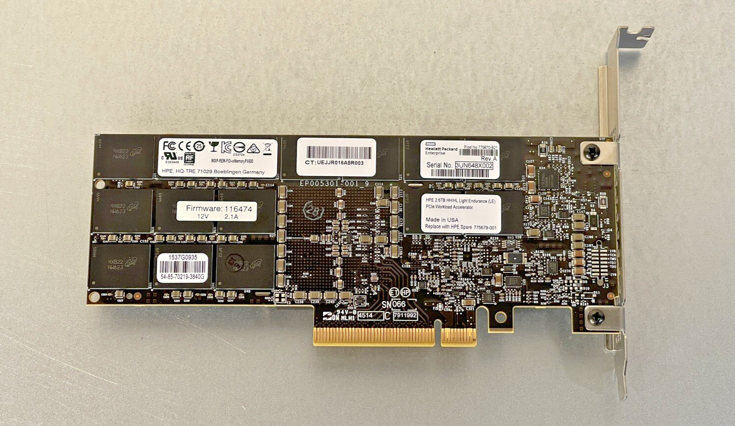 HPE Sandisk ioMemory PX600 2.6TB HH/HL WI Workload Accelerator SSD PCIe FH 100%