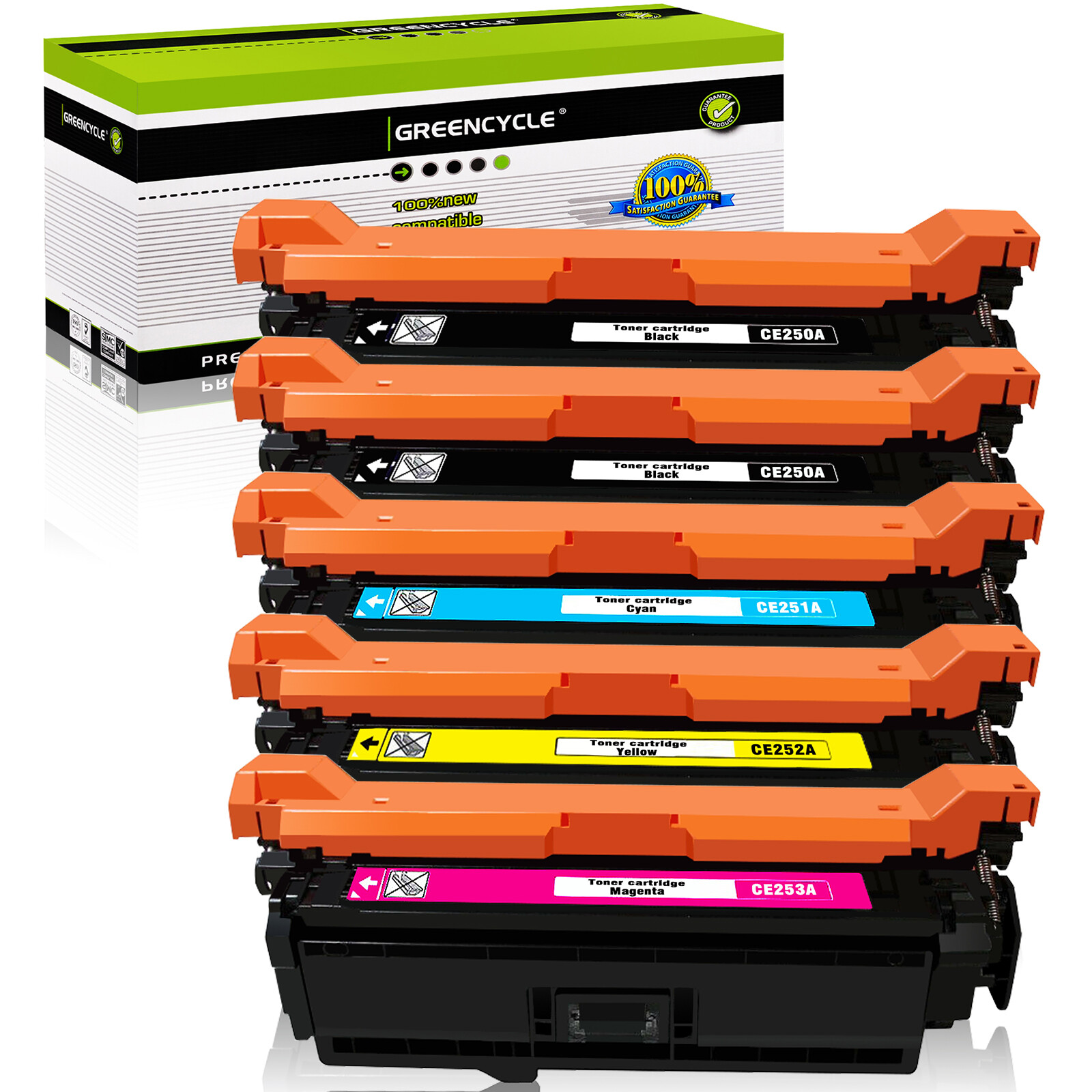 5PK CE250A Toner Compatible with HP 504A Color LaserJet CM3530 CM3530fs Printer