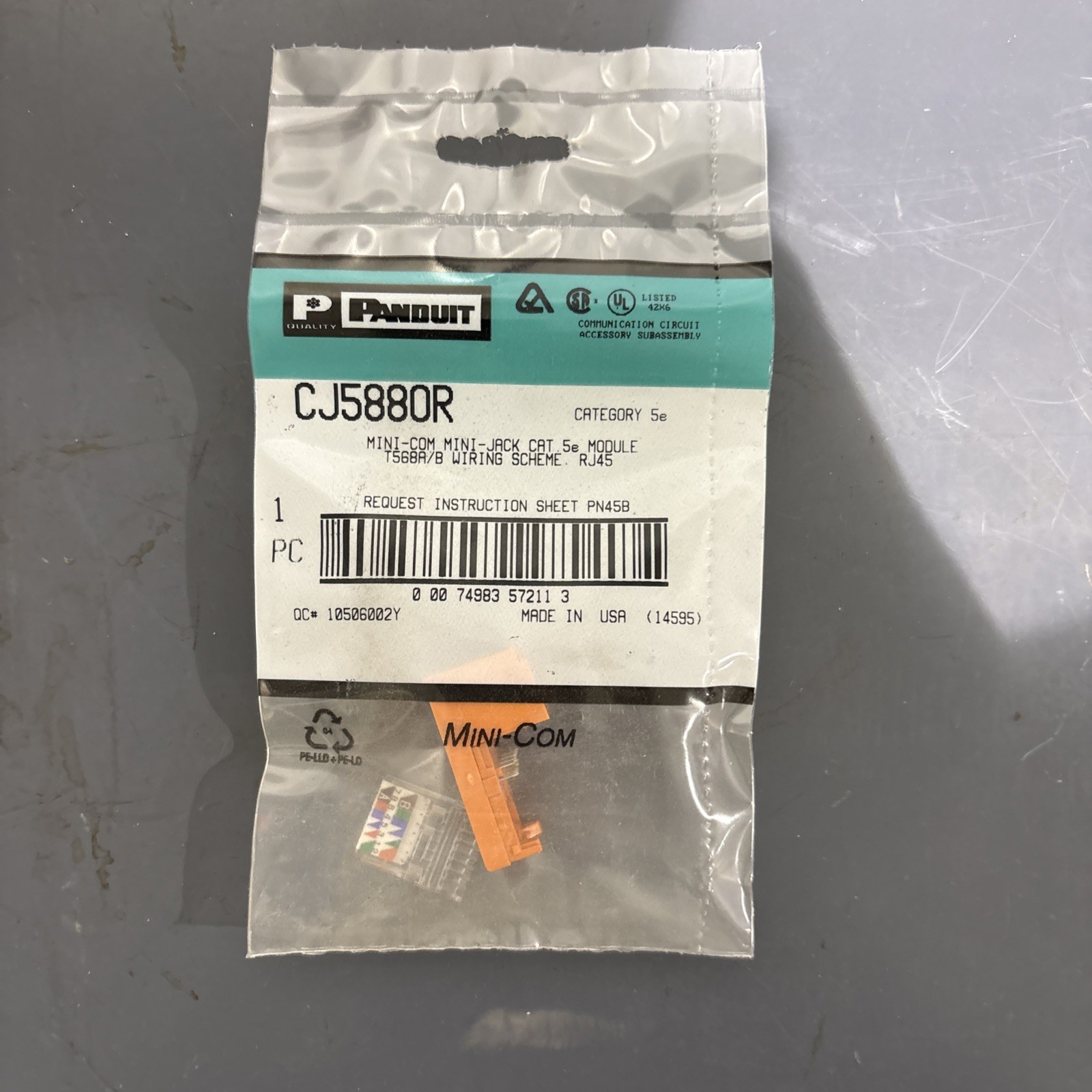 Panduit CJ5880R Mini-Jack Cat5E Modular Jack (20 Pcs)