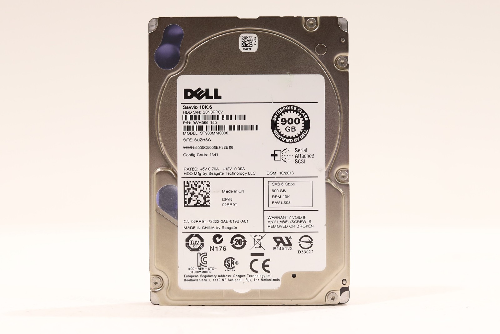 Dell ST900MM0006 900GB 2.5" 6Gb/s 10K RPM SAS Hard Drive Dell P/N: 02RR9T Tested