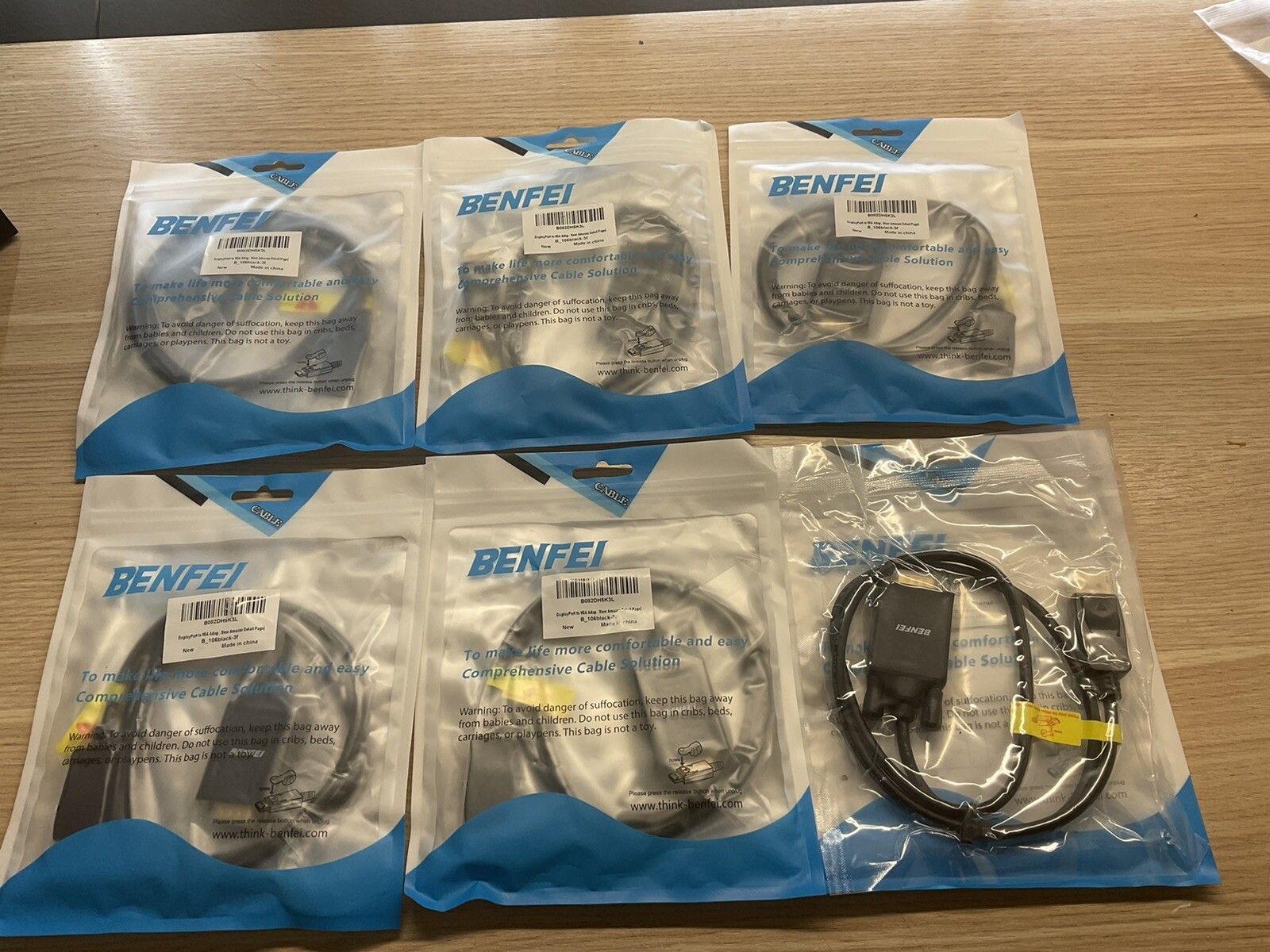BENFEI CABLE b_us_106black x00141b3oz/ LOT OF 6 / JUA327