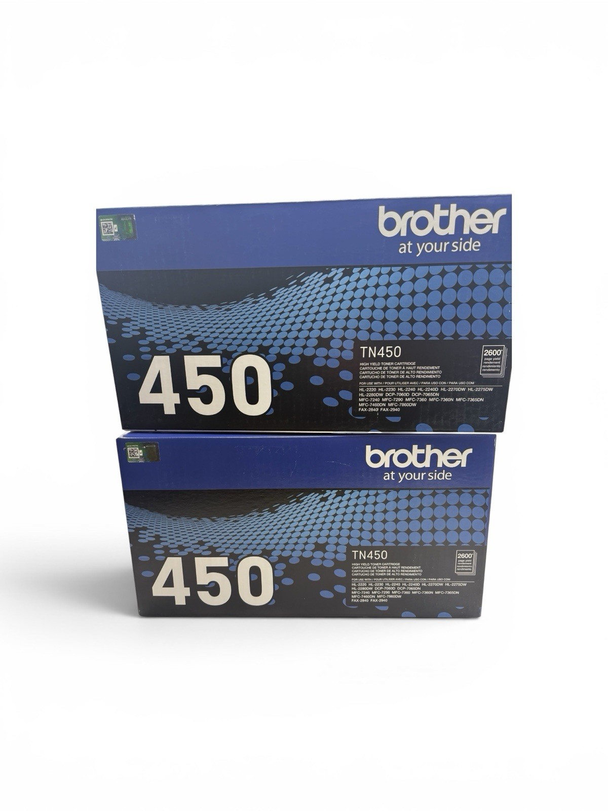Lot of 2 Brother TN-450 Black High Yield Toner Cartridges NEW SEALED