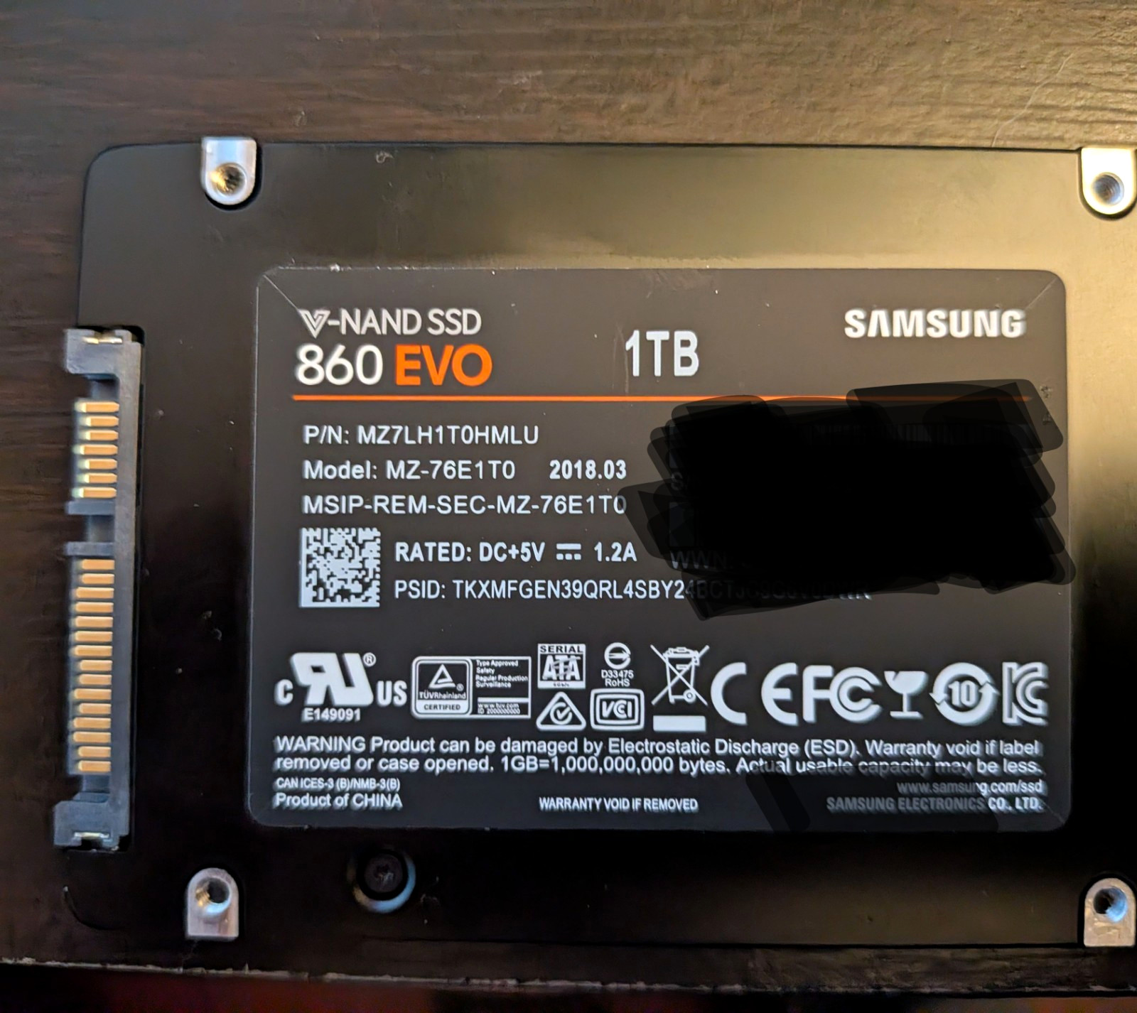 Samsung 860 EVO 1TB 2.5" SATA III Internal SSD 91% disk info rating