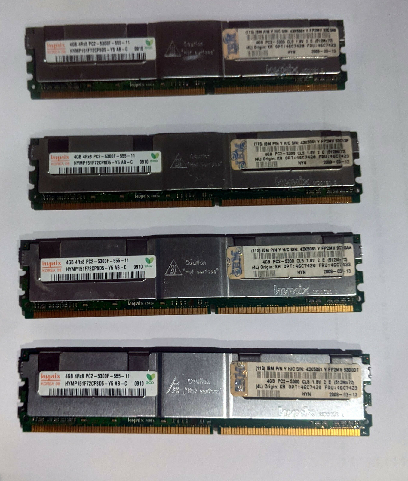16Gb (4GBx4)  Hynix  2Rx4 PC-2-5300F-555-11 Server Memory IBM OEM 