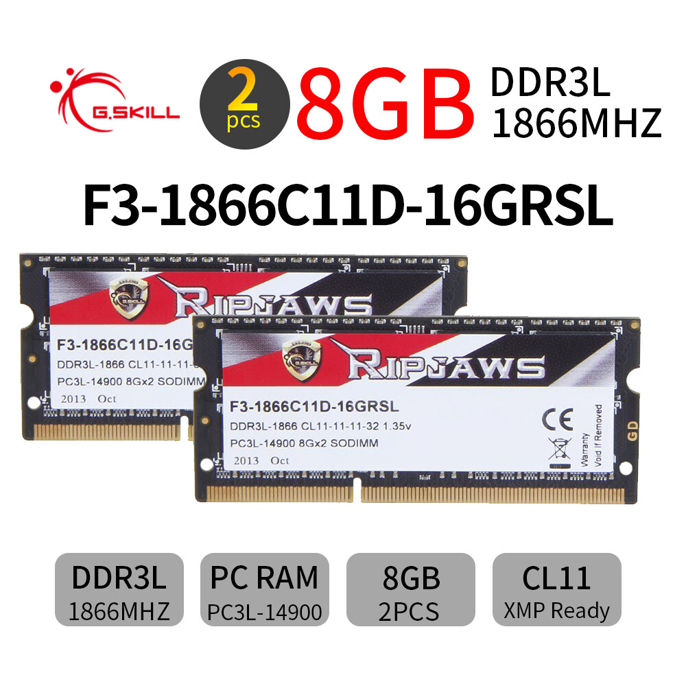 G.SKILL Ripjaws 16GB Kit 2x 8GB DDR3L 1866MHz 1.35V PC3L-14900S Laptop Memory AB