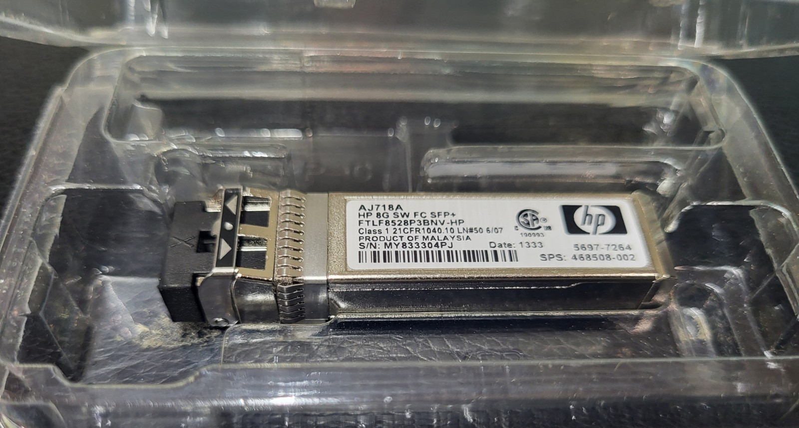 HP AJ718A 8GB Fibre Channel SFP Transceiver Short Wave 8Gb FC NOS