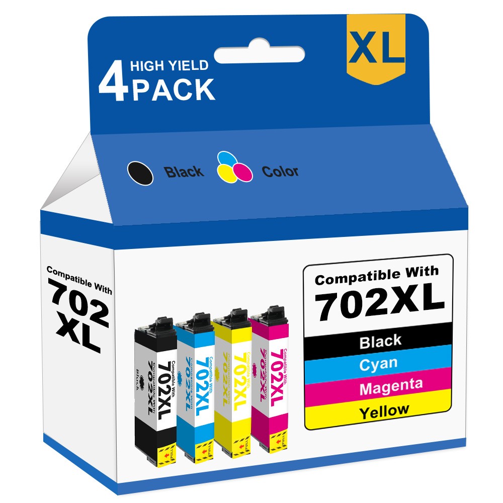 4P 702XL T702XL Ink Cartridges For Epson WorkForce Pro WF-3720 WF-3730 WF-3733