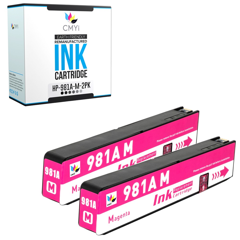 CMYi 2PK Compatible 981A Magenta Ink Cartridges for HP PageWide Managed E55650dn