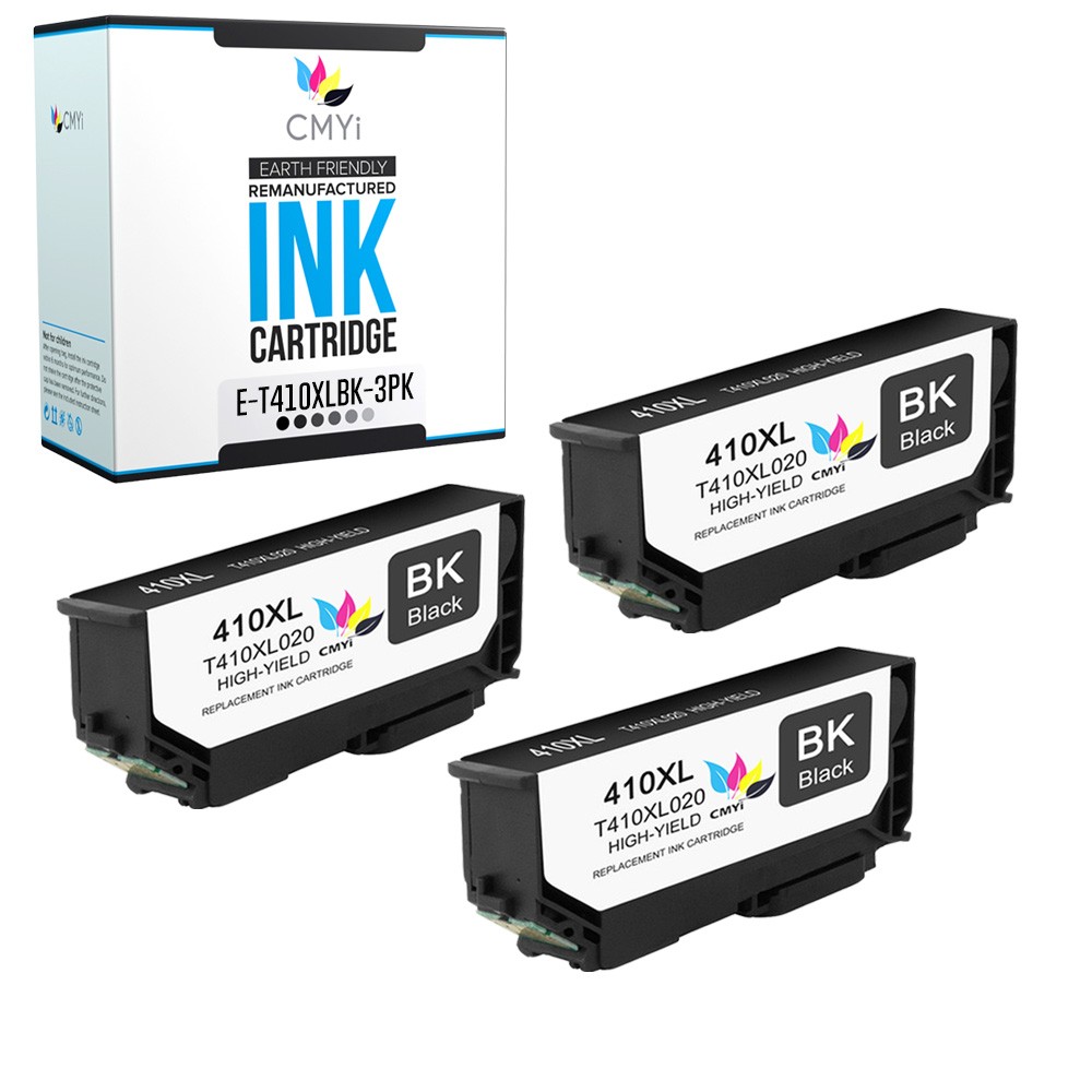 CMYi 3-PK Replacement Epson T410XL Black Cartridges for Epson Expression XP-530