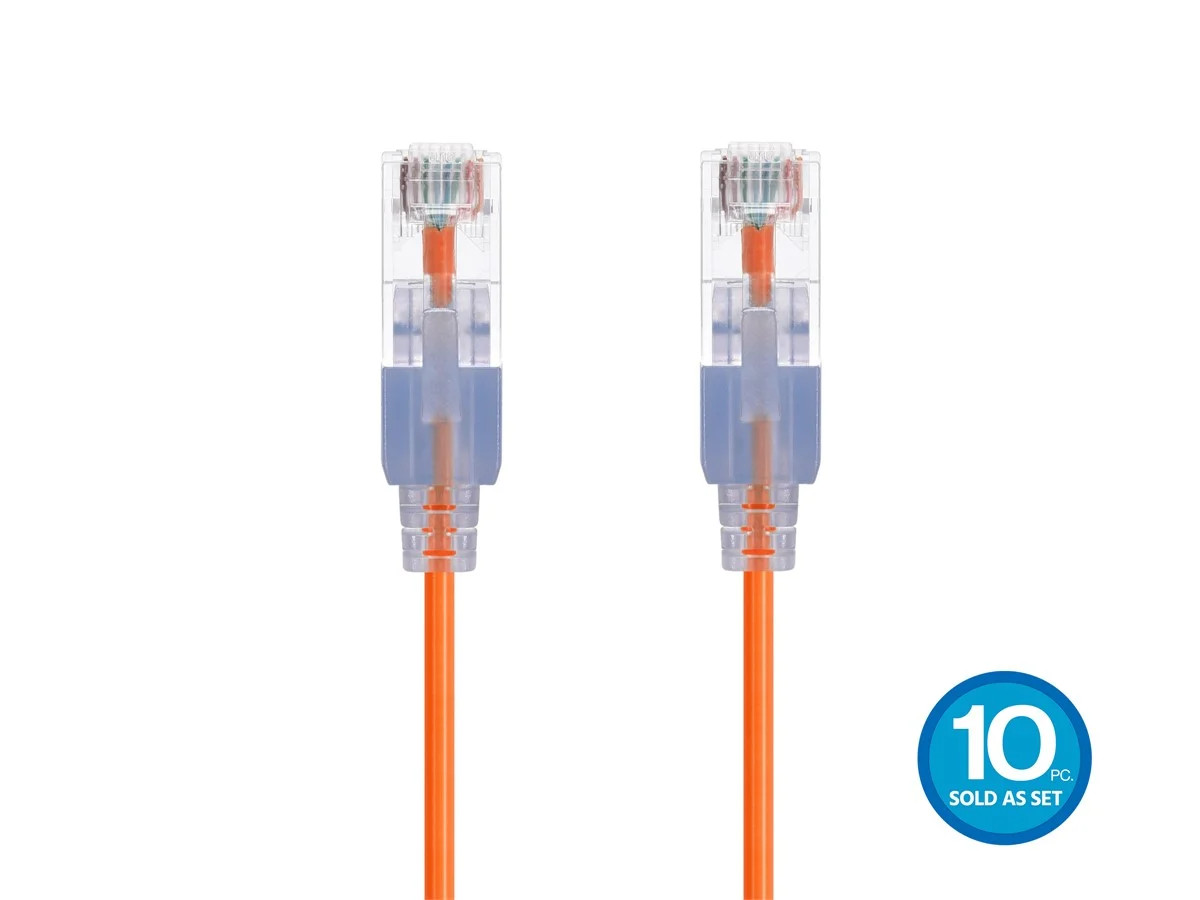 Monoprice Cat6A Ethernet Patch Cable- 1 feet- Orange | Snagless RJ45 550Mhz UTP