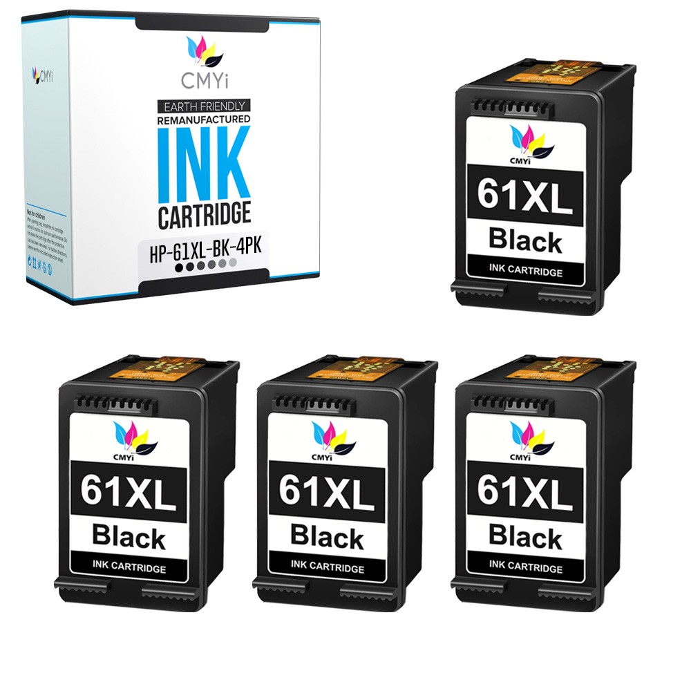 4PK CMYi Compatible 61XL Black Ink Cartridge for HP DeskJet 2544 2545 2546 2547