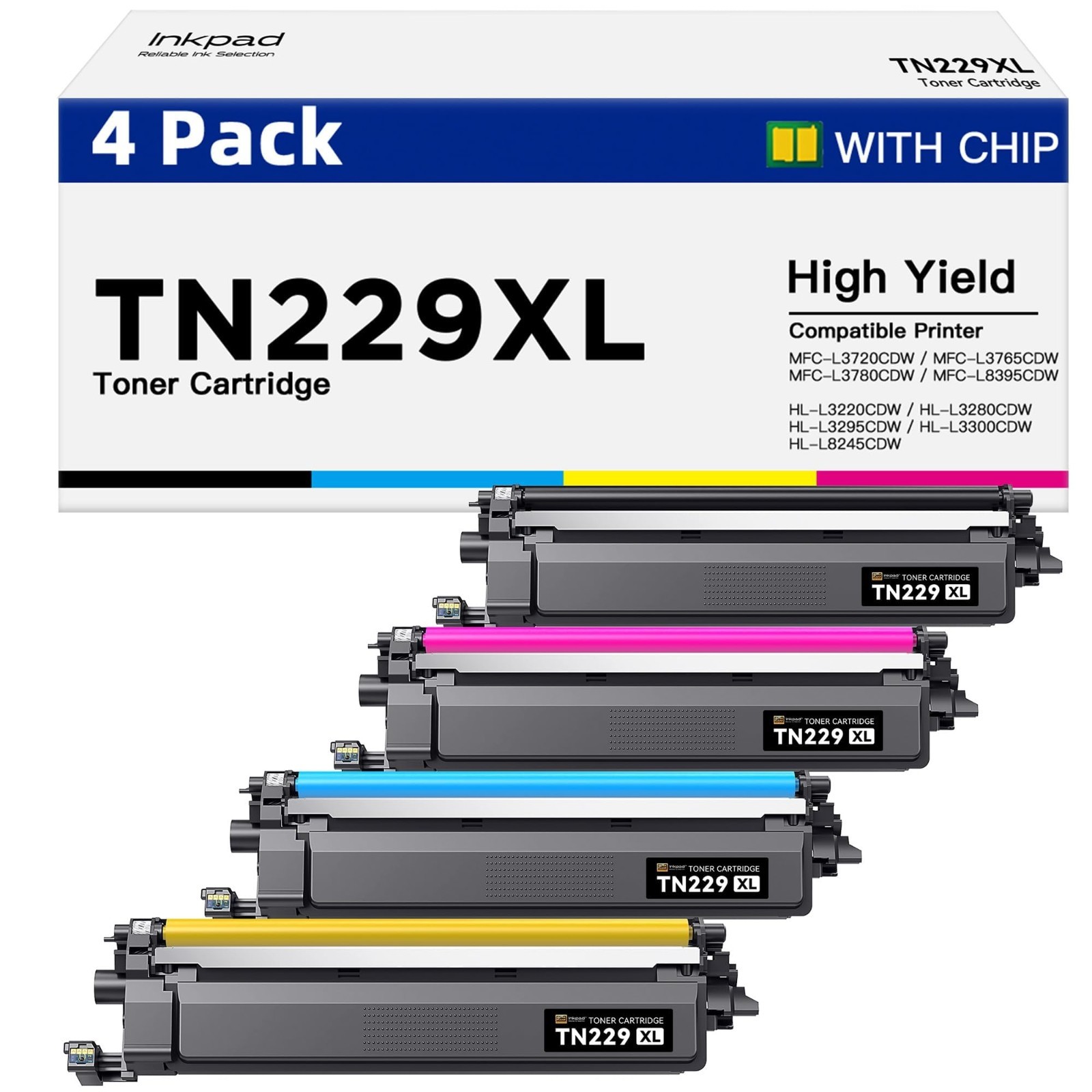 TN229XL TN229 Toner 4 Pack Replacement for Brother TN229XL Toner Cartridges 9073