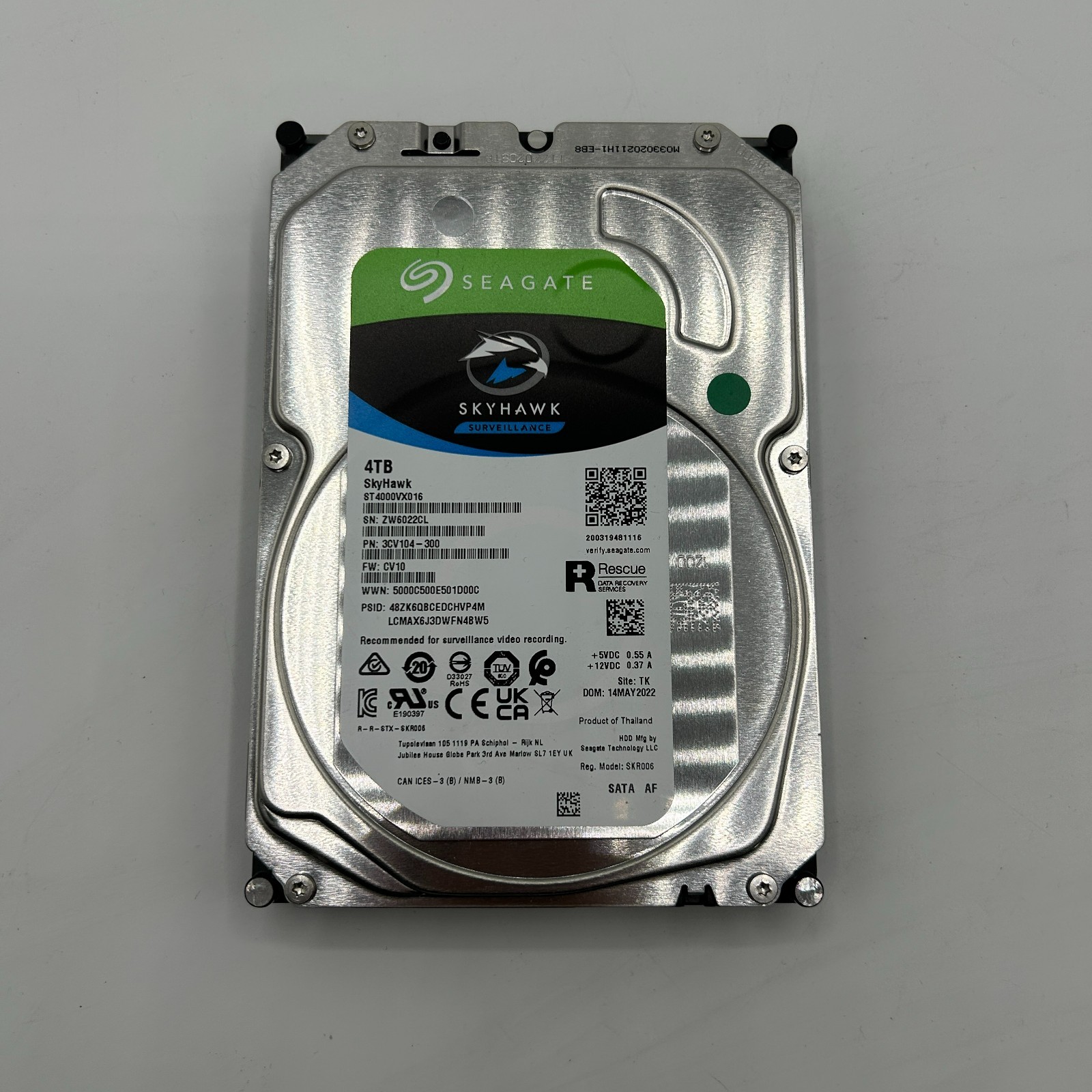 Seagate ST4000VX016 SkyHawk Surveillance 4TB 3.5" SATA Internal Hard Drive Used