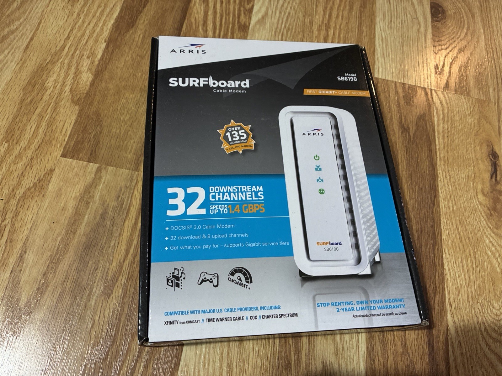 ARRIS SURFboard SB6190 DOCSIS 3.0 32 x 8 Gigabit Cable Modem White NEW