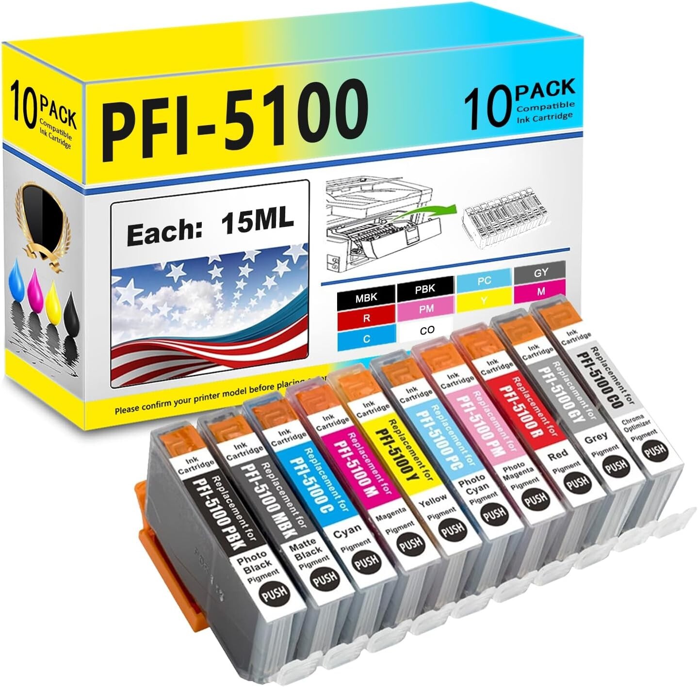 Compatible for PFI-5100 Ink Cartridge for Canon ImagePROGRAF PRO-310 printer