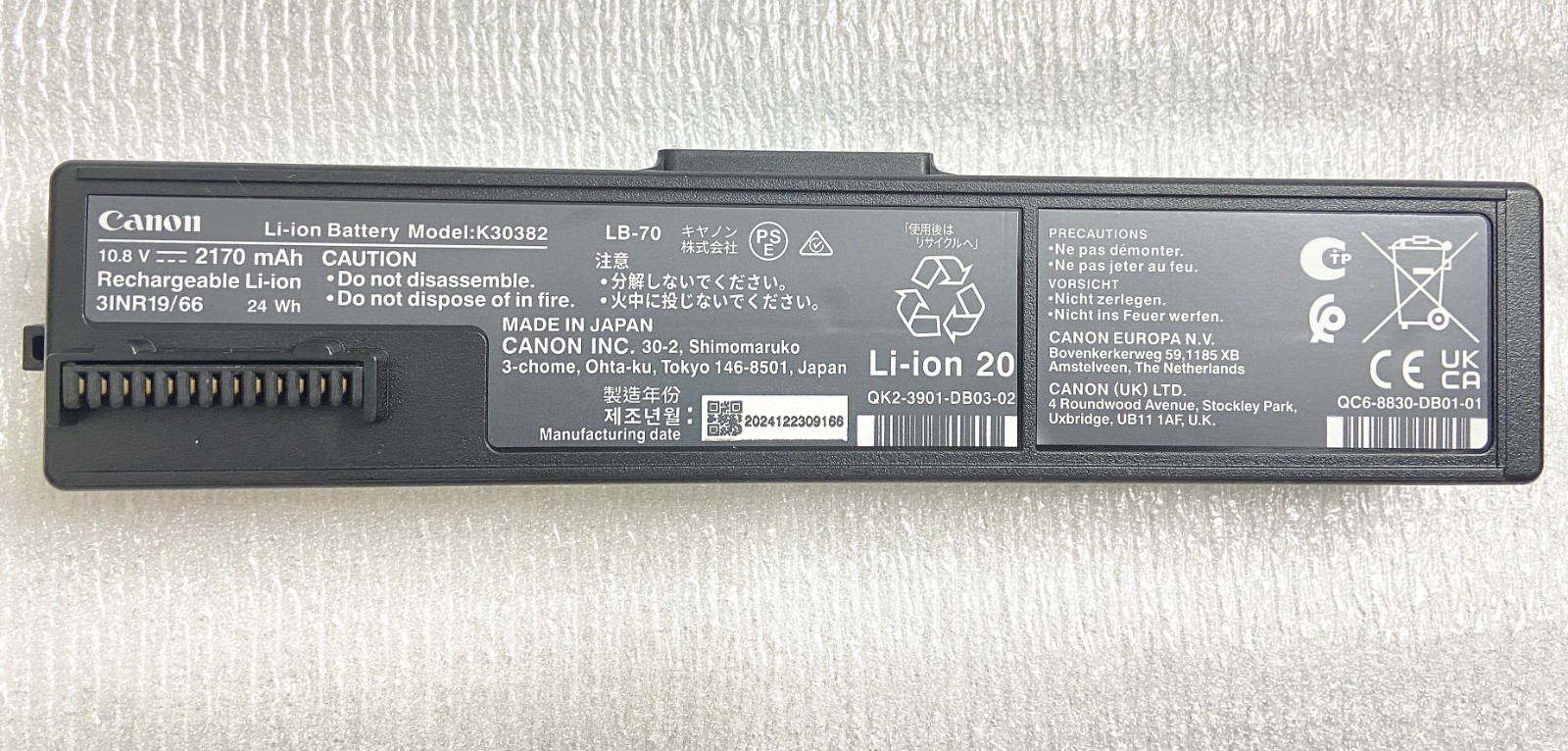 K-72 Internal Battery K30382 For PIXMA TR150 Mobile Printer From JAPAN/OEM