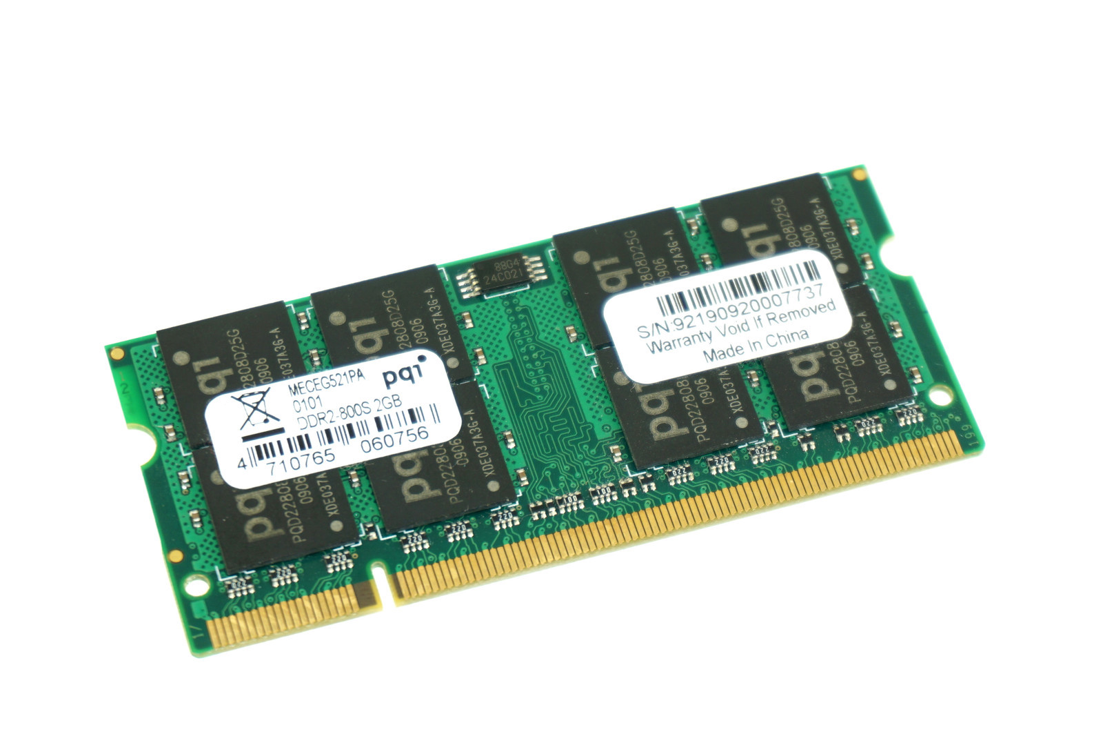 MECEG521PA GENUINE PQI  LAPTOP MEMORY 2GB DDR2-800S (CA610)