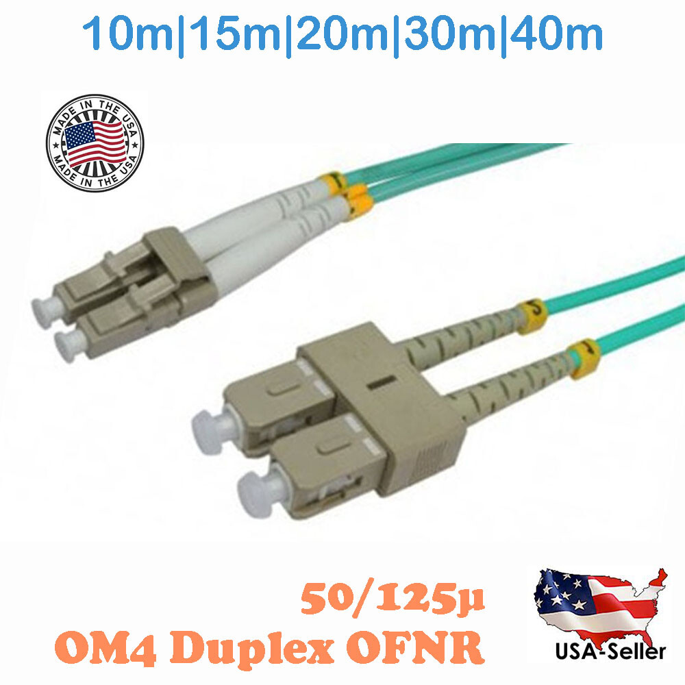 LC to SC MULTIMODE OM4 AQUA 10GB FIBER OPTIC PATCH CABLE 10m,15m,20m,30m,40m