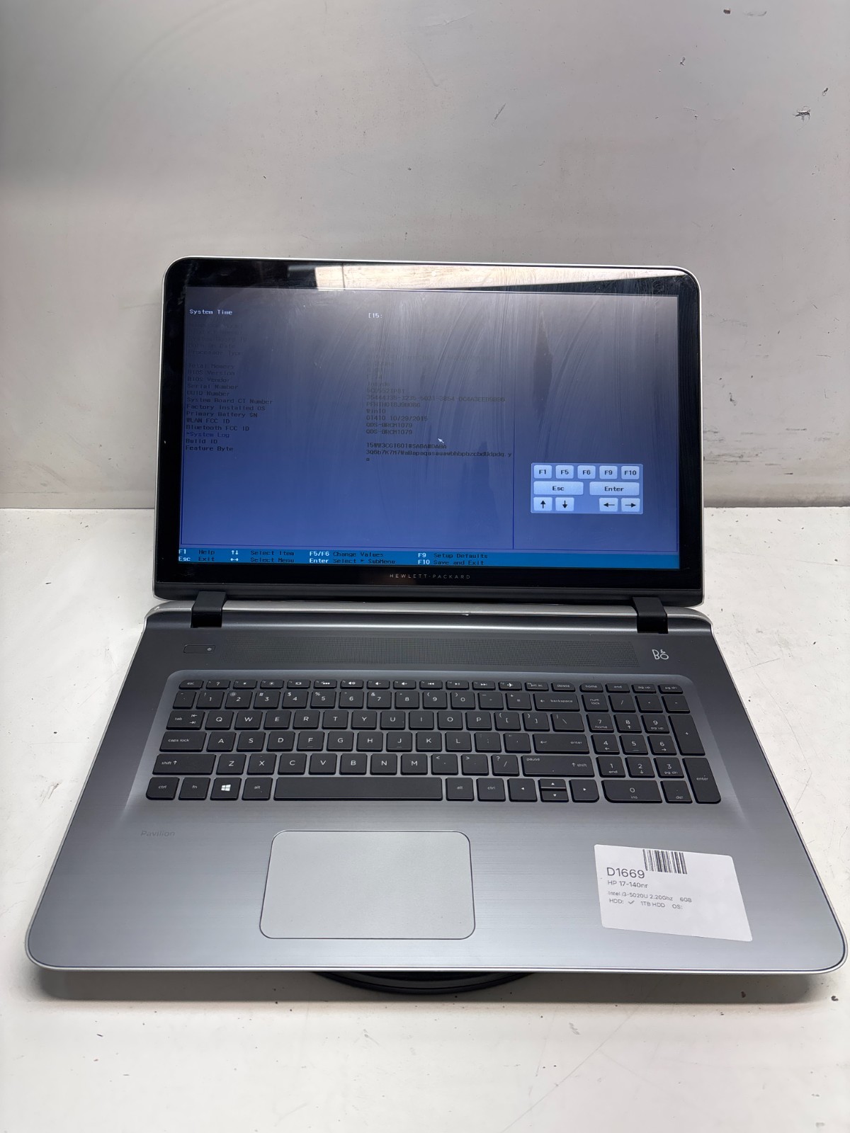 HP Pavilion 17-G140NR Intel i3-5020U 2.20Ghz 6GB Ram 1TB HDD No Battery/OS