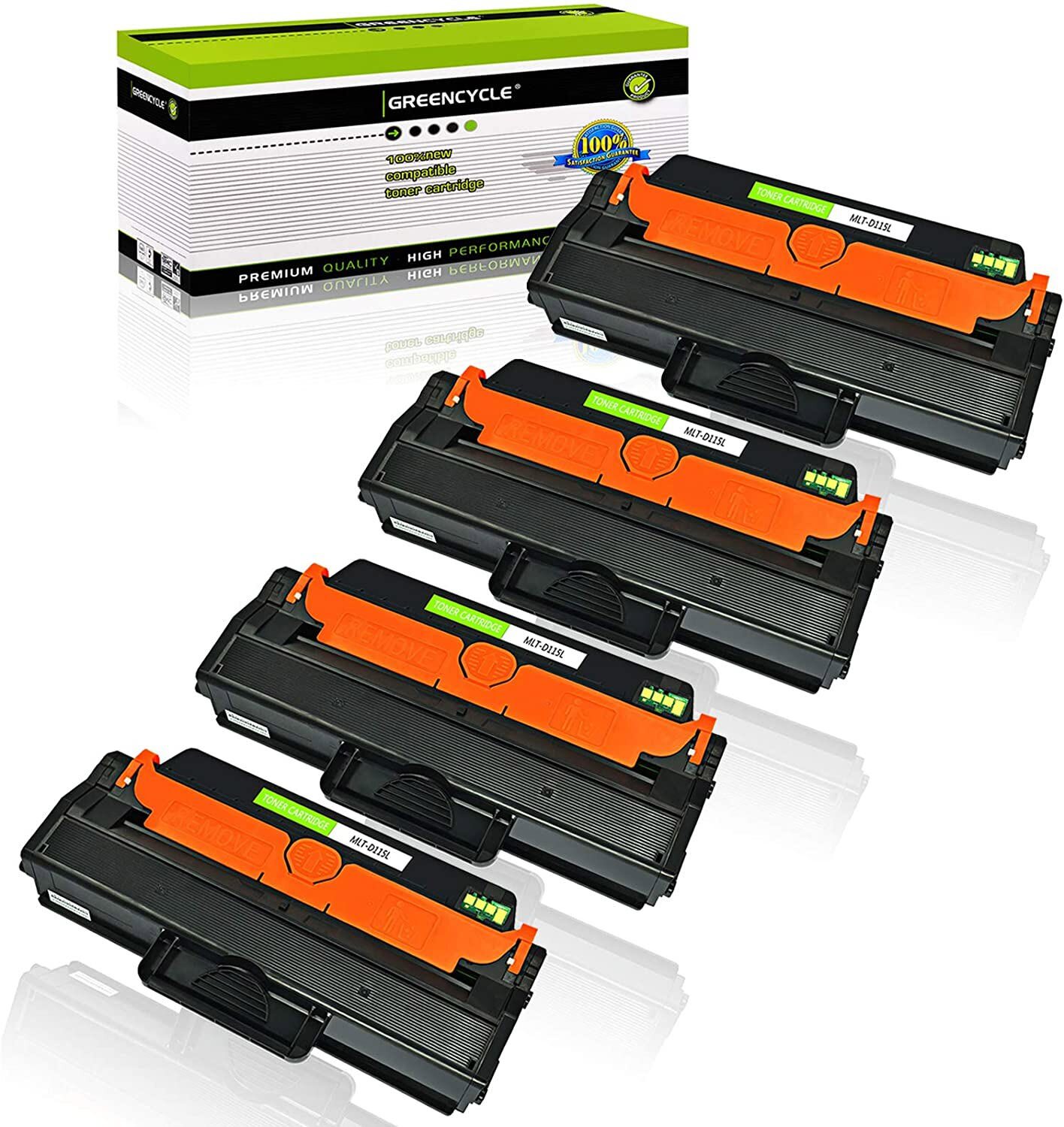 GREENCYCLE 4PK MLT-D115L Toner Cartridge Fit for Samsung D115L SL-M2670 SL-M2820