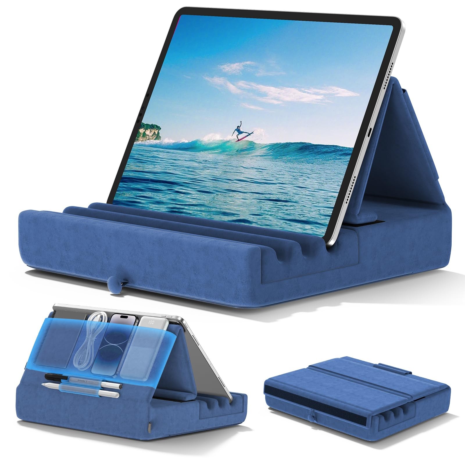 KDD Tablet Pillow Holder, Foldable iPad Stand for Lap, Bed and Desk Tablet So...