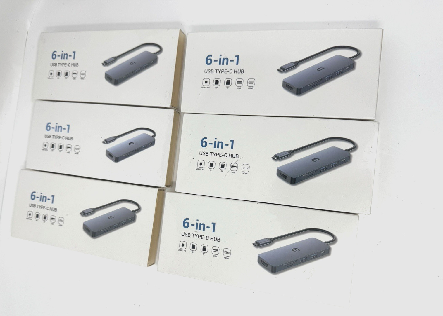Lot of 6  USB C Hubs with 4K HDMI Adapter, USB 3.0/2.0 Ports, SD/TF Card Reader