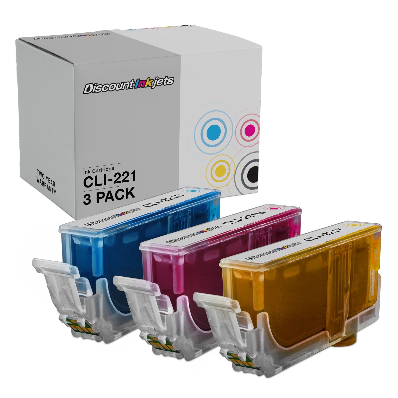 3PK CLI-221 CMY Color Ink Cartridge Set for Canon Pixma MP540 MP560 MP620 MP640R