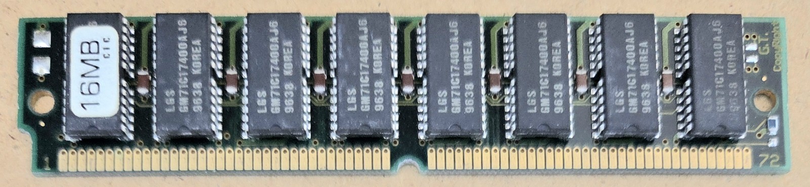 G.T. LGS 16MB 4Mx32  60ns 72pin SIMM Memory w/LGS GM71C17400AJ6
