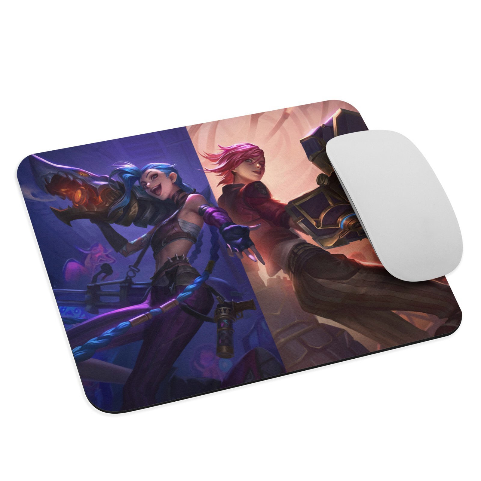 Arcane Jinx Vi League of Legends Mouse Pad 9.5x7.75 Non-Slip Neoprene Mousepad