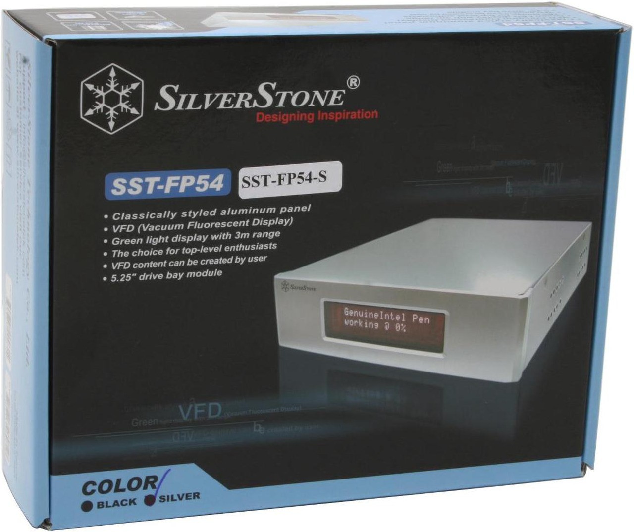 Silverstone SST-FP54-S Silver Case Front Panel With VFD Display