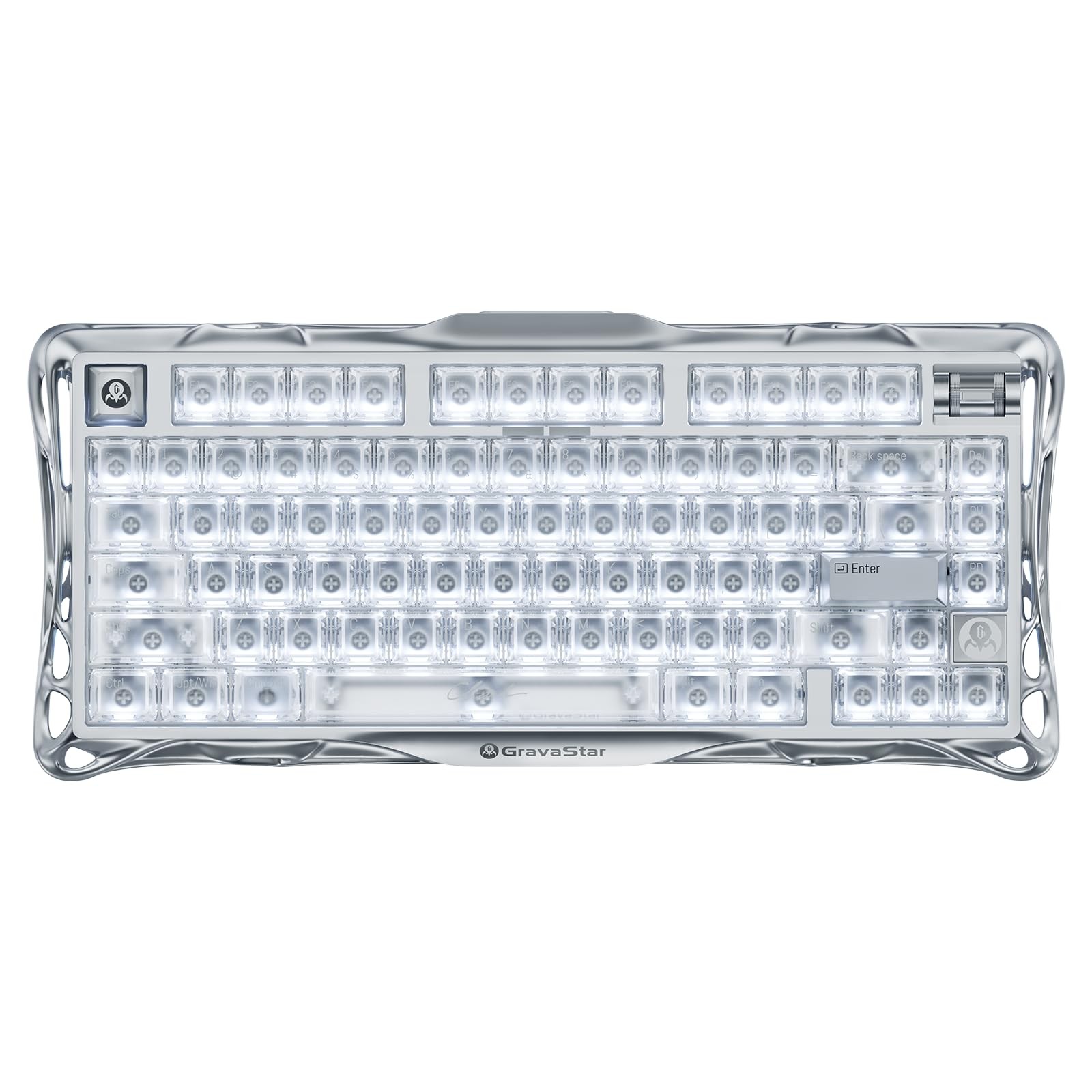 GravaStar Mercury V75 Hall Effect Gaming Keyboard, 75%, Silver Frost
