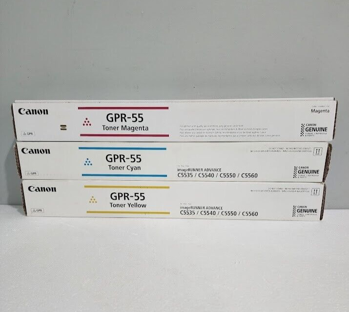 Canon GPR-55 Yellow Magenta Cyan Toner Cartridge Lot of 3