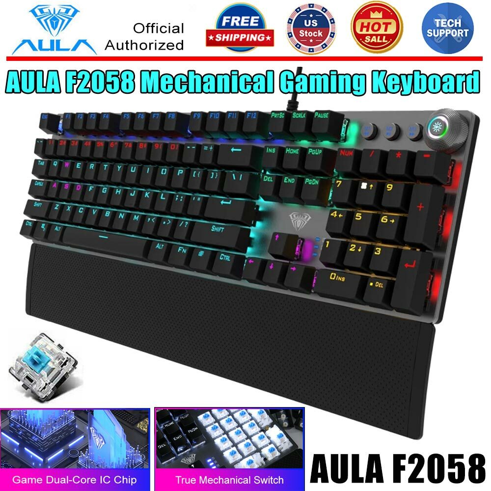 F2058 Gaming Keyboard 108Keys Anti-ghosting 108 K-eys Mechanical with Hand Rest