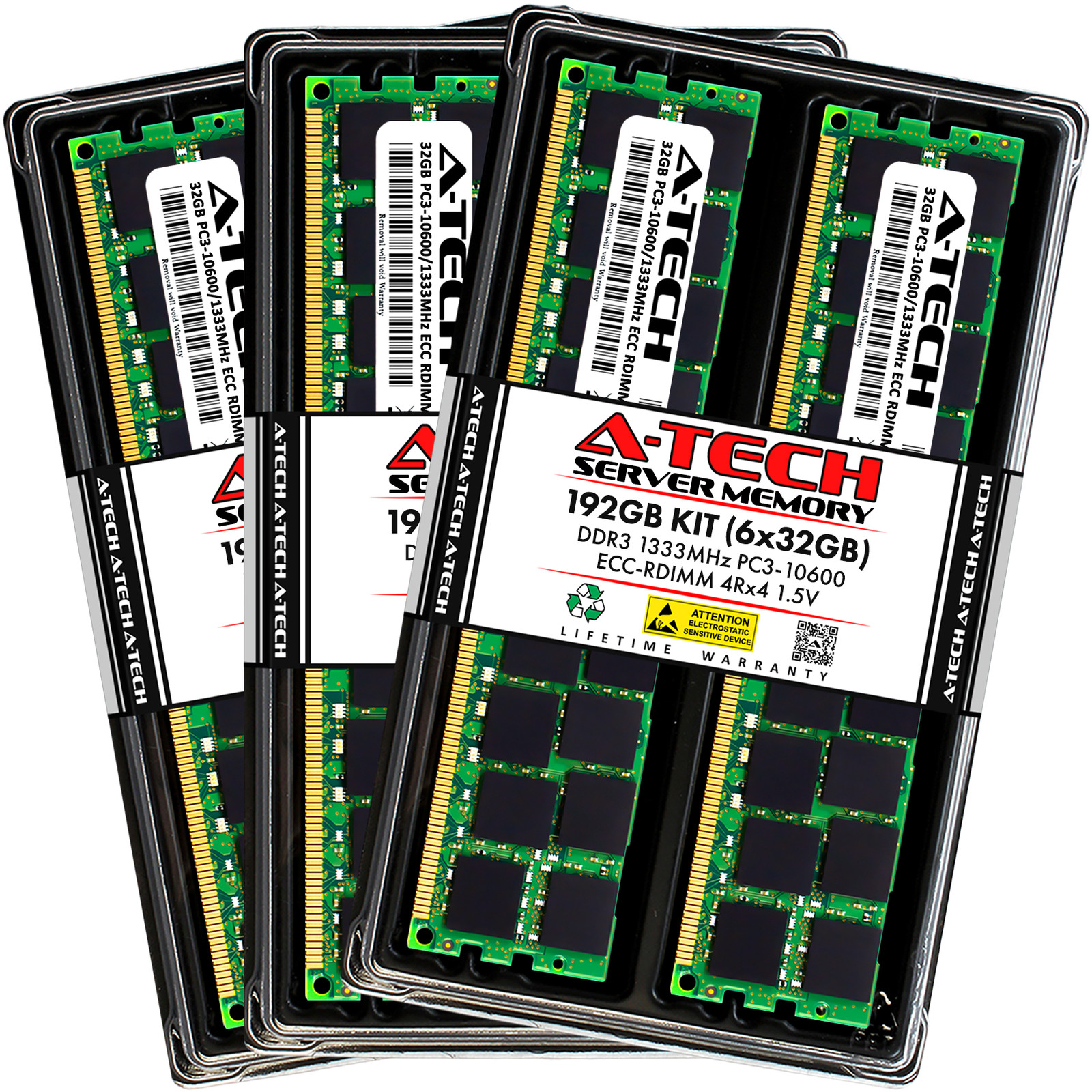 A-Tech 192GB 6x 32GB 4Rx4 PC3-10600R DDR3 1333 ECC RDIMM REG Server Memory RAM