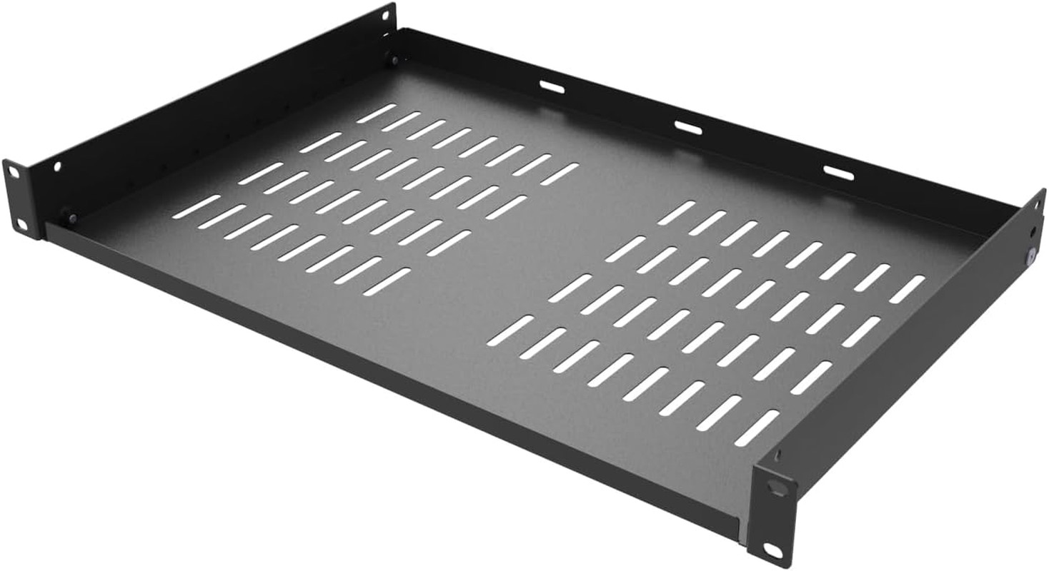 1U Disassembled Universal Server Rack Shelf Steel, 12" Deep Vented Cantilever Ra