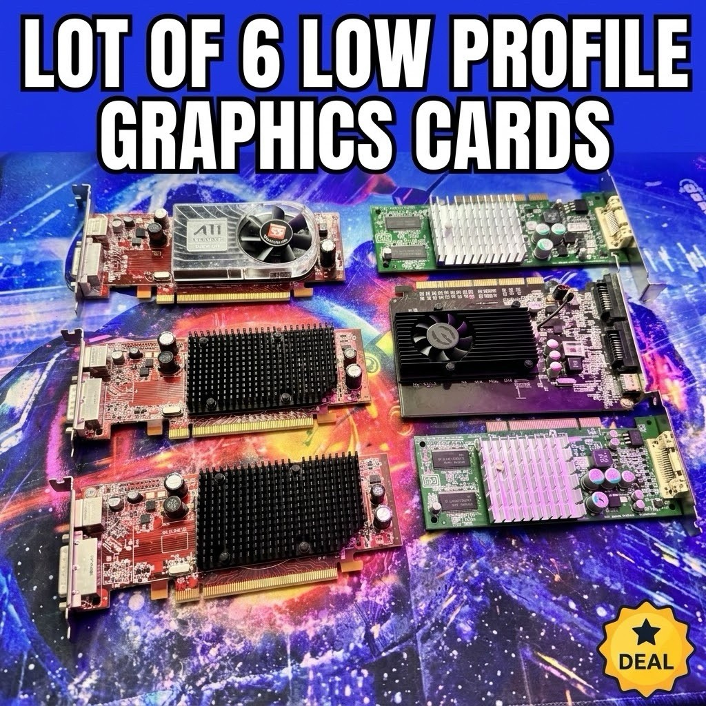 Lot of 6 Low Profile PC Video Cards - NVIDIA Quadro NVS, ATI Radeon Display GPUs