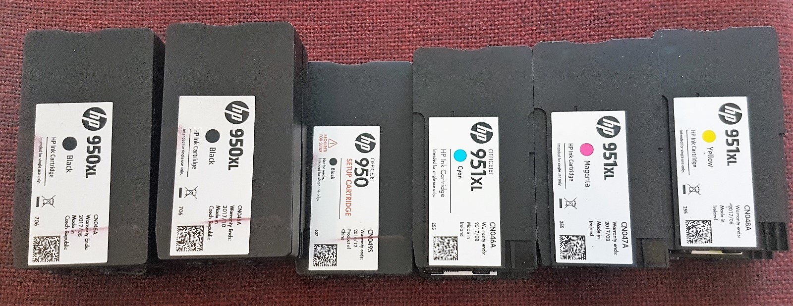 13 Empty Cartrifges of HP 950 XL Black, 951, Cyan, Yellow and Magenta 