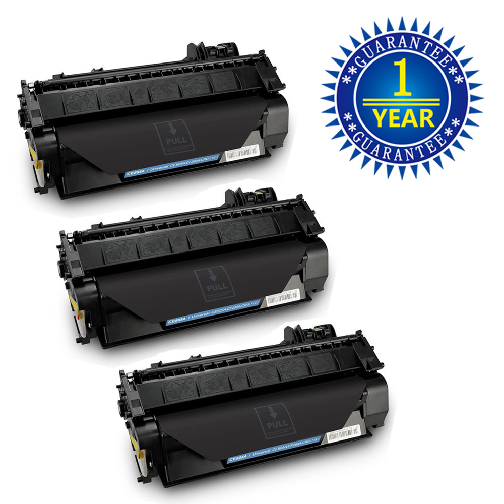 3 Pack CE505A 05A Toner Cartridge for HP LaserJet P2035 P2035n P2055dn P2050
