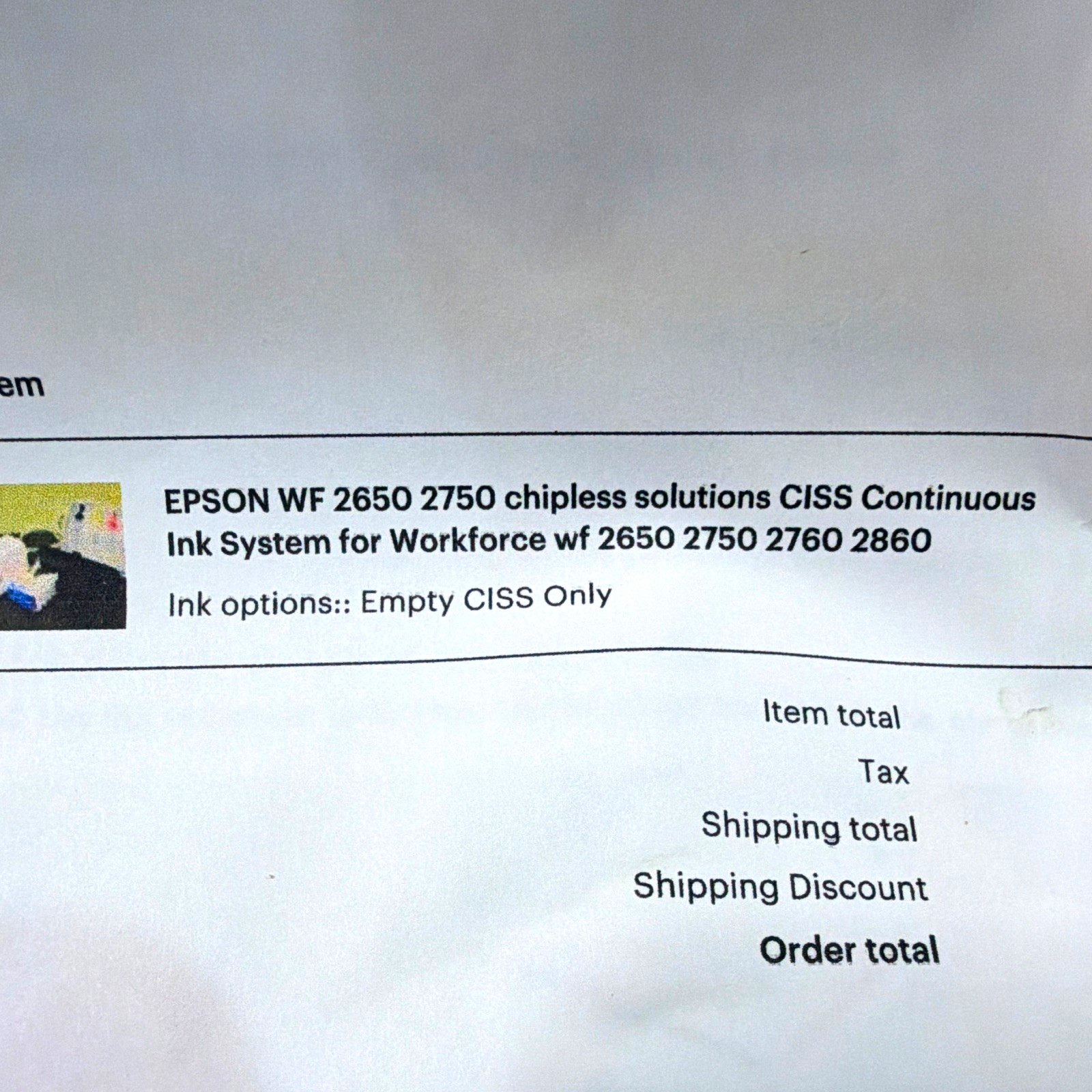 InkXPro Chipless CISS Continuous Ink System for Epson WF-2650/2750/2760/2860