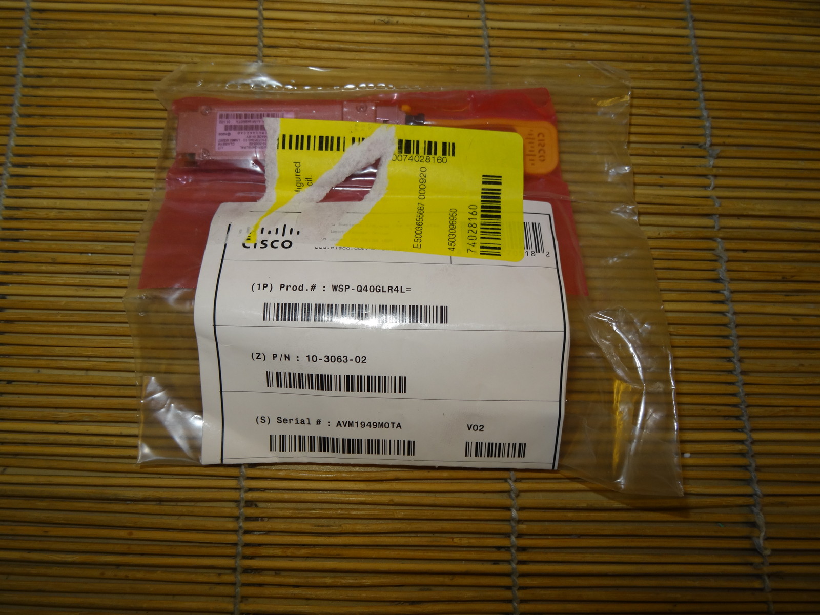 NEW Cisco WSP-Q40GLR4L 40GBASE-LR4-Lite, 1310nm, SMF 10-3063-02 V2 NEW 
