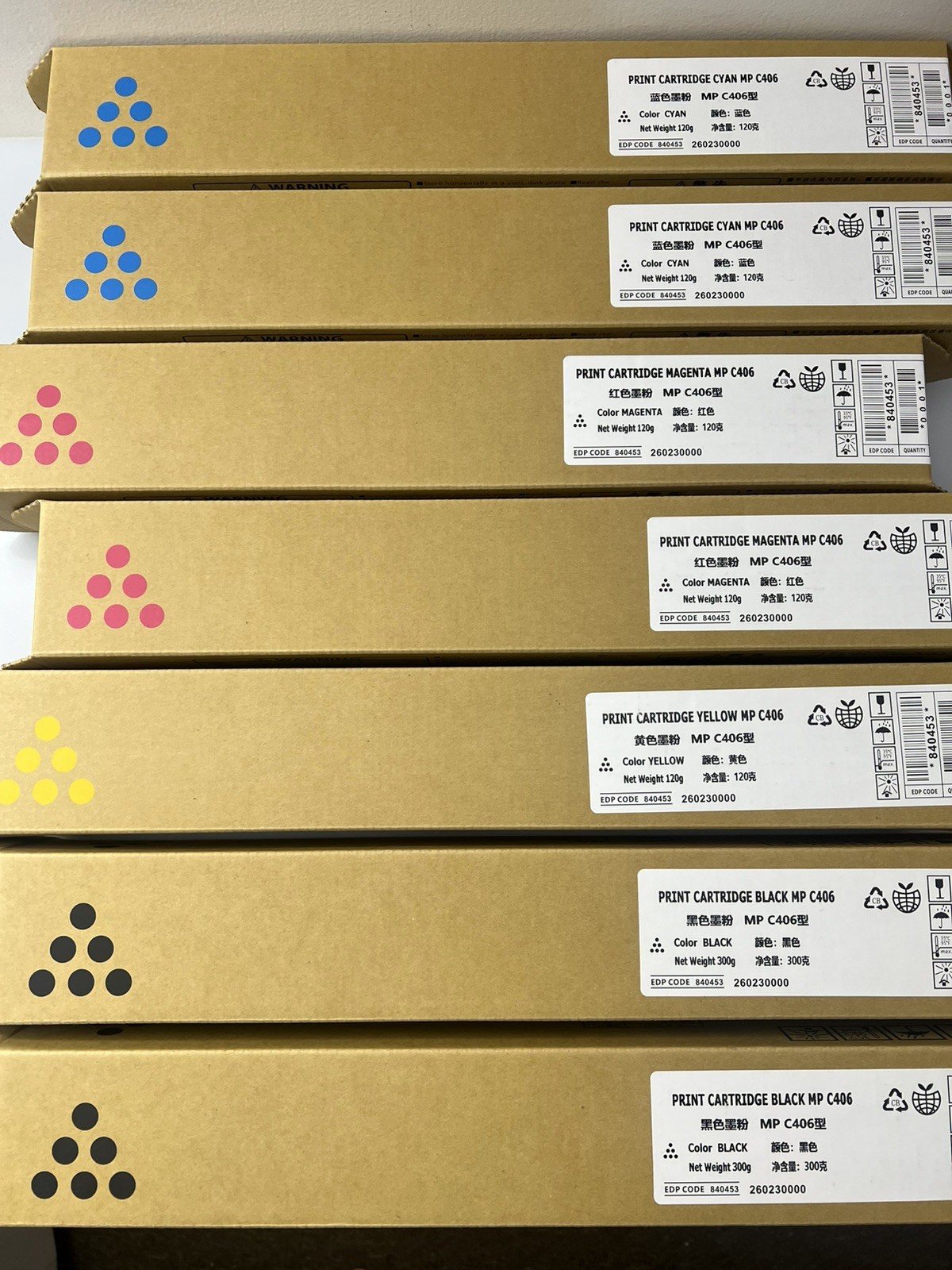 Lot of 7 Toner Cartridges for Ricoh MP C306 C406 C307 C407 MPC406