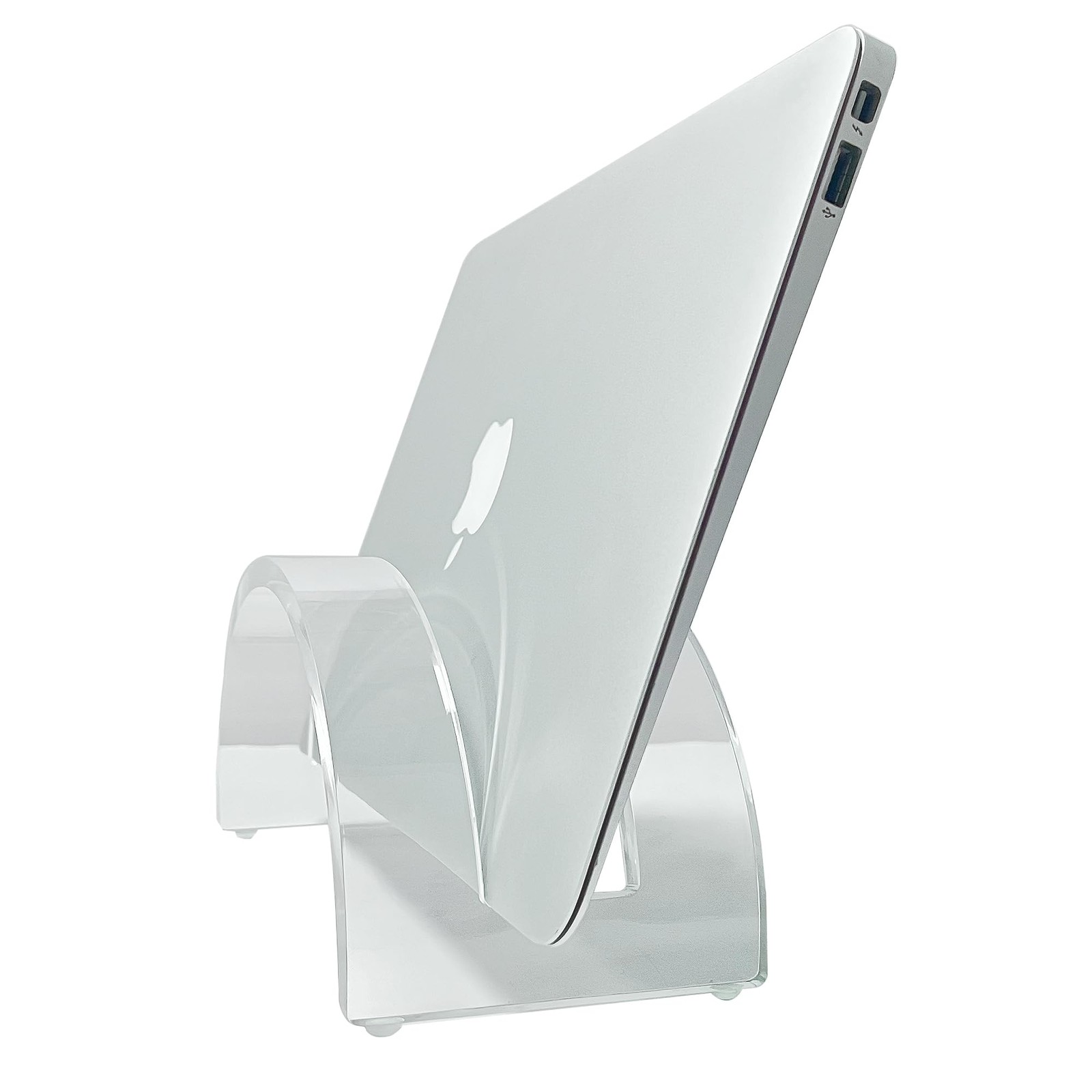 Clear Acrylic Vertical Laptop Stand Holder Desk Workspace Organizer Dock