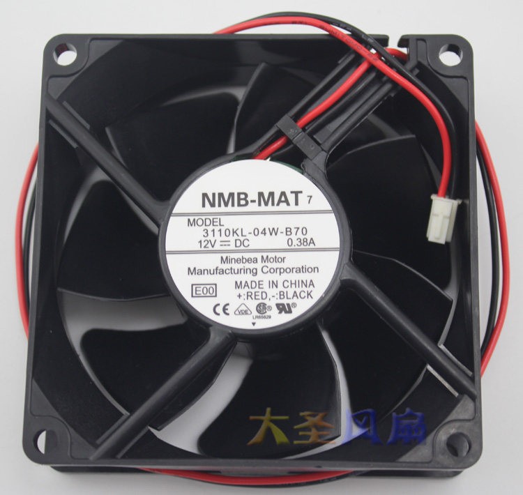New For NMB 3110KL-04W-B70 8025 8CM 12V 0.38A Two-wire Power Supply Cooling Fan